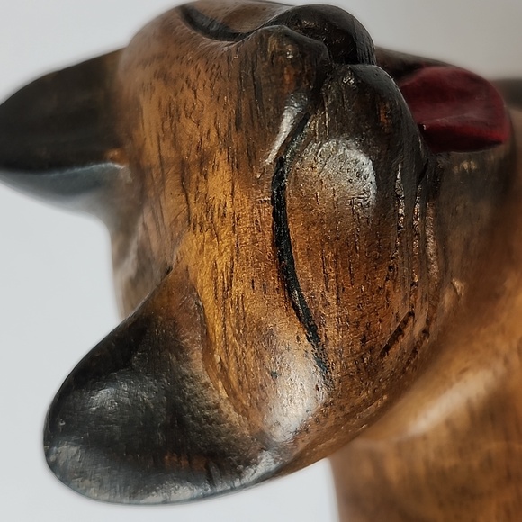 Mandalay Bay Co Black Brown Carved Wood Yawning Cat Figurine Scuplture Thailand - Picture 14 of 16